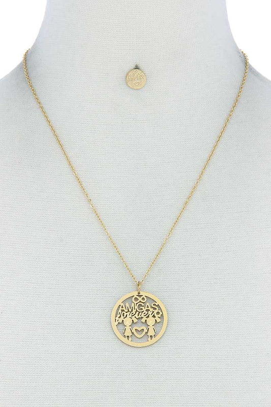 Amigas Forever Pendant Necklace And Earring Set - Absolute Fashion 2020