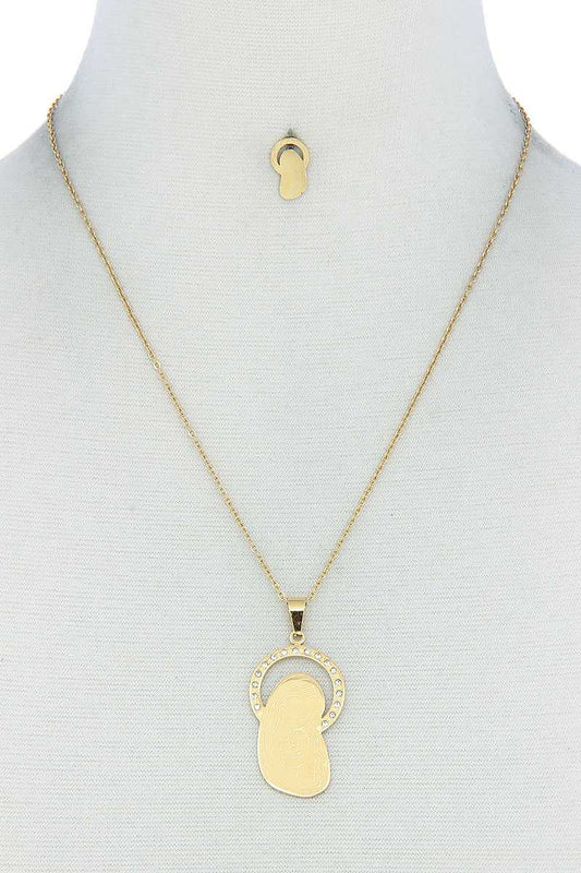 Fashion Stylish Mary Pendant Necklace And Earring Set - Absolute Fashion 2020