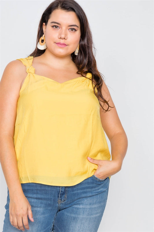 Canary Yellow V-neck Gathered Shoulder Casual Top - Absolute Fashion 2020