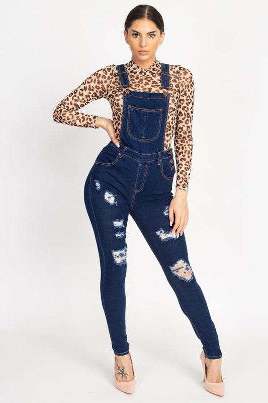 Distressed Denim Skinny Overalls - Absolute Fashion 2020
