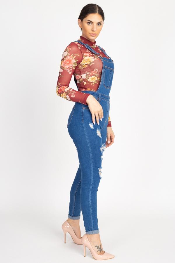 Distressed Denim Skinny Overalls - Absolute Fashion 2020