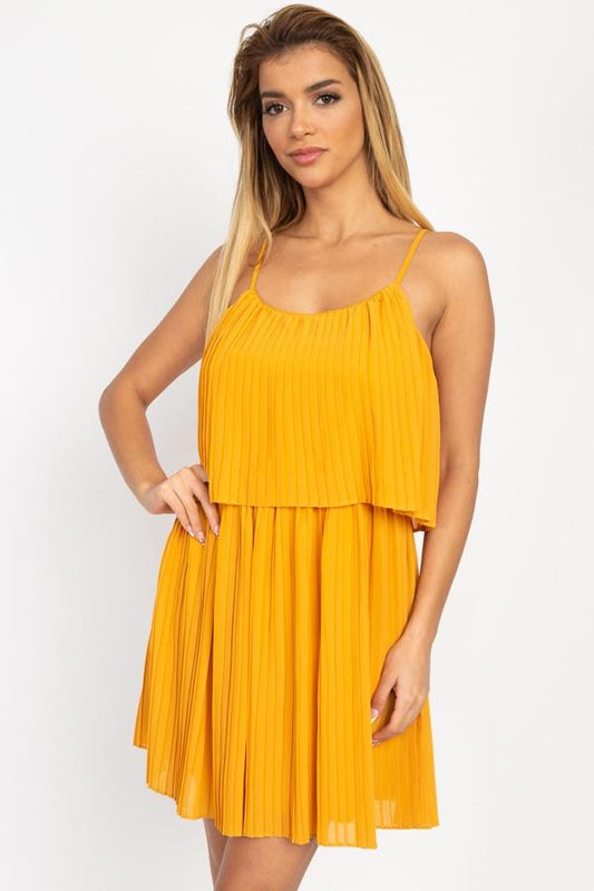 Accordion Pleated Mini Dress - Absolute Fashion 2020