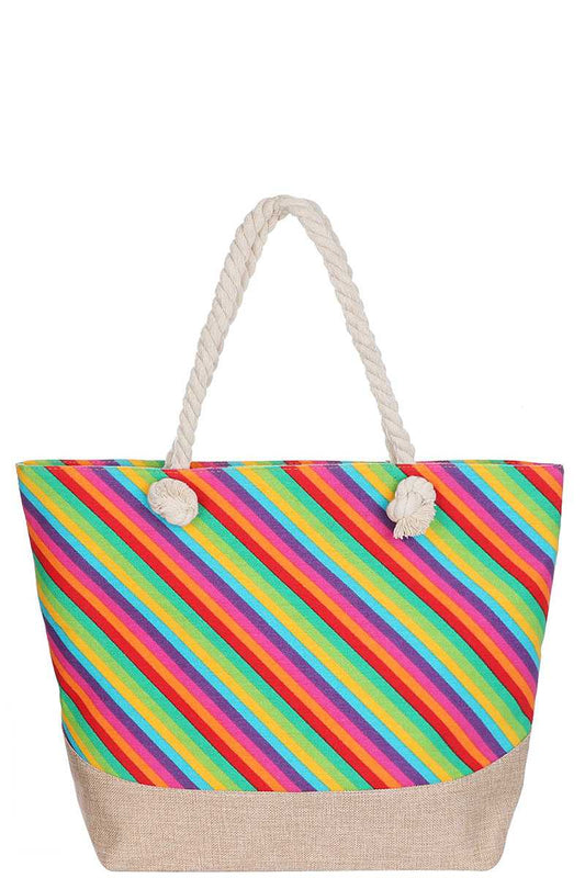 Fashion Rainbow Natural Shopper Bag - Absolute Fashion 2020