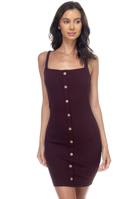 Button Down Ribbed Mini Dress - Absolute Fashion 2020
