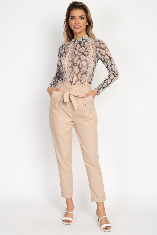 Belted Linen Paper Bag Pants - Absolute Fashion 2020