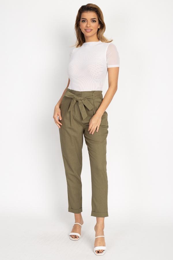 Belted Linen Paper Bag Pants - Absolute Fashion 2020