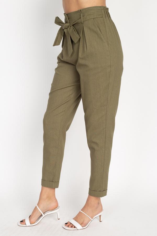 Belted Linen Paper Bag Pants - Absolute Fashion 2020