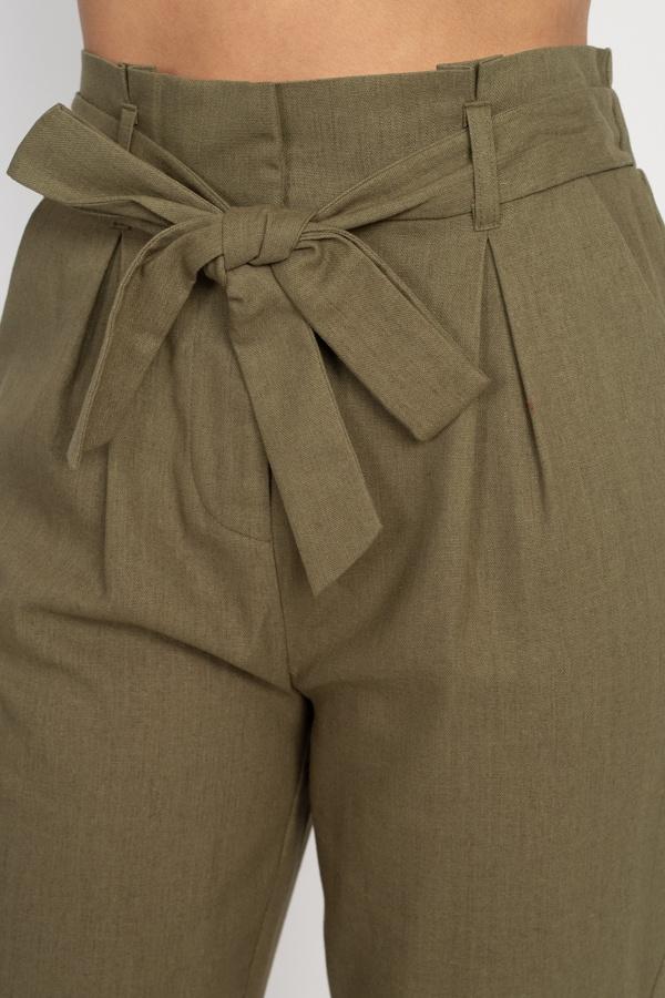 Belted Linen Paper Bag Pants - Absolute Fashion 2020