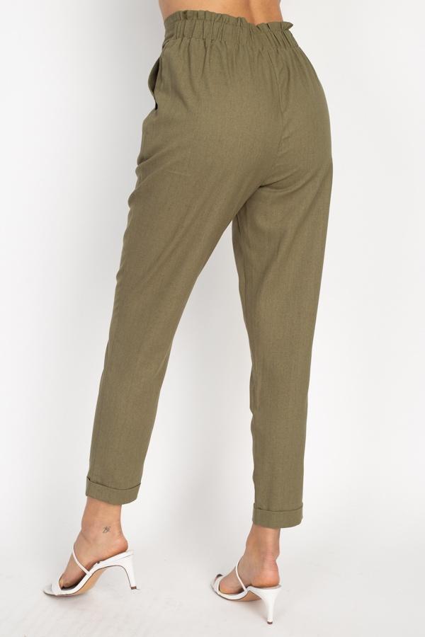 Belted Linen Paper Bag Pants - Absolute Fashion 2020