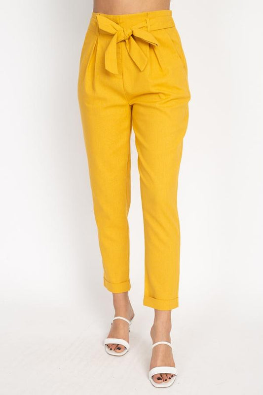 Belted Linen Paper Bag Pants - Absolute Fashion 2020