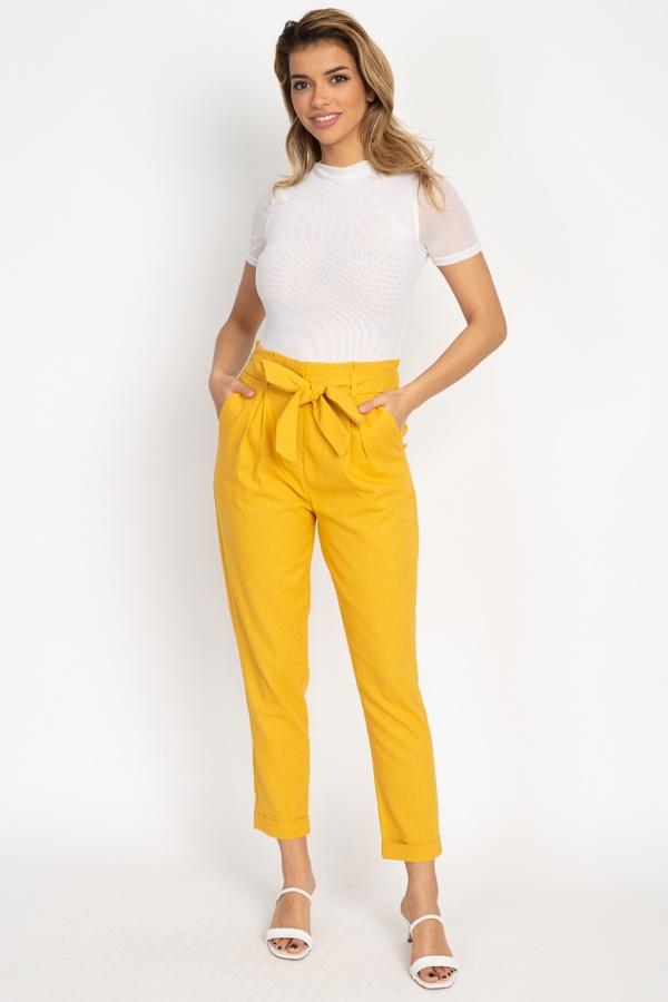Belted Linen Paper Bag Pants - Absolute Fashion 2020