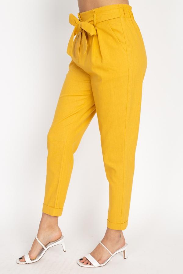 Belted Linen Paper Bag Pants - Absolute Fashion 2020
