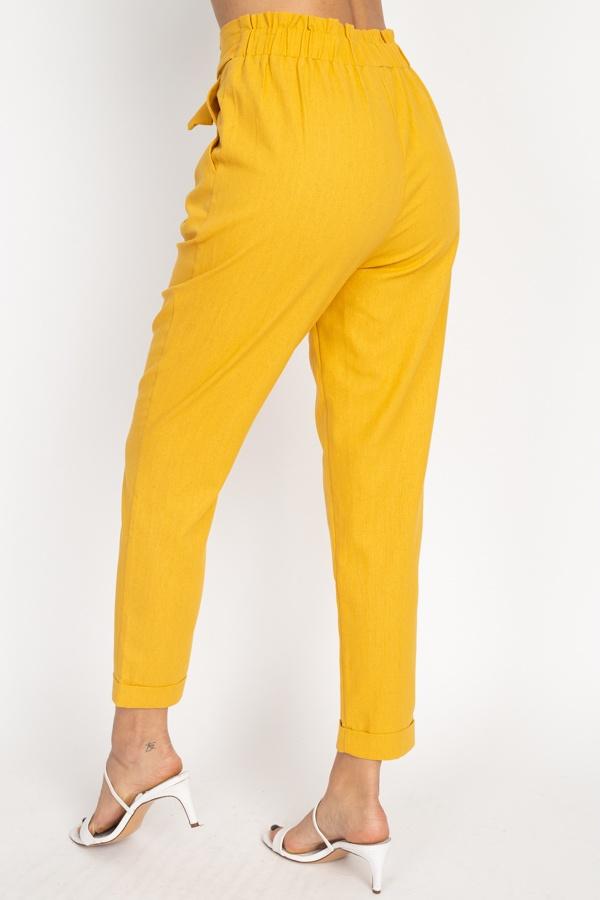 Belted Linen Paper Bag Pants - Absolute Fashion 2020