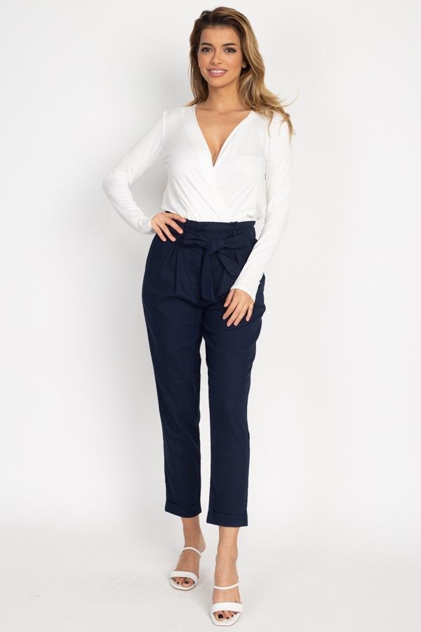 Belted Linen Paper Bag Pants - Absolute Fashion 2020