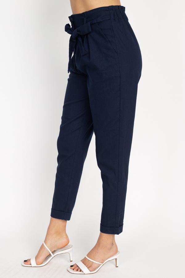 Belted Linen Paper Bag Pants - Absolute Fashion 2020