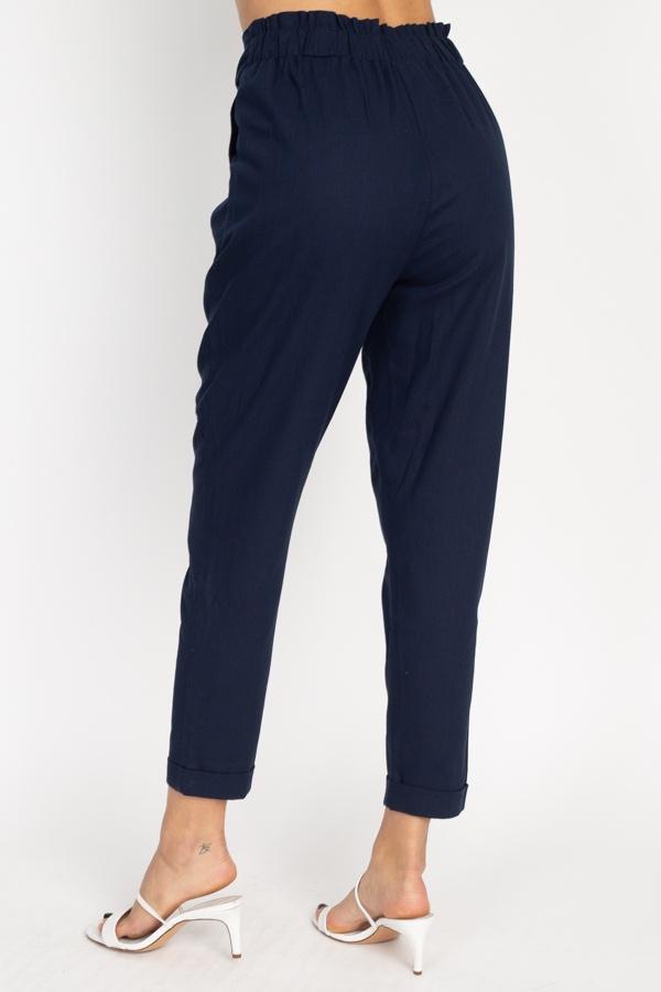 Belted Linen Paper Bag Pants - Absolute Fashion 2020