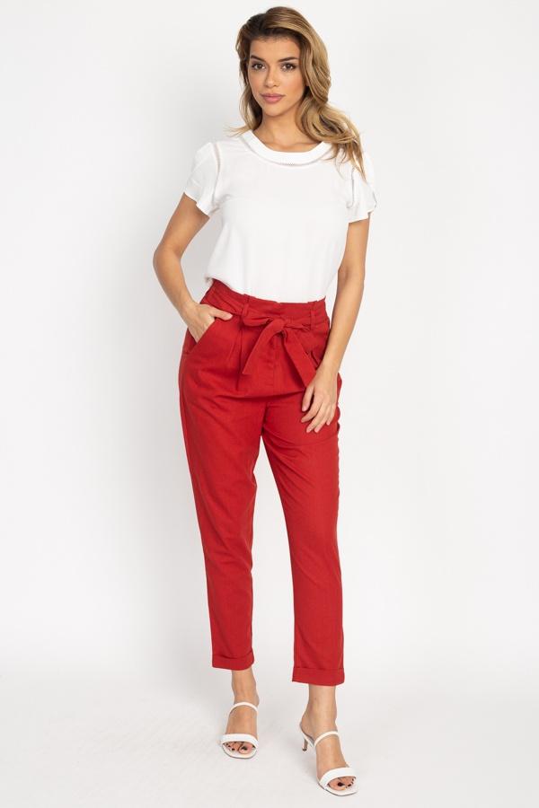 Belted Linen Paper Bag Pants - Absolute Fashion 2020