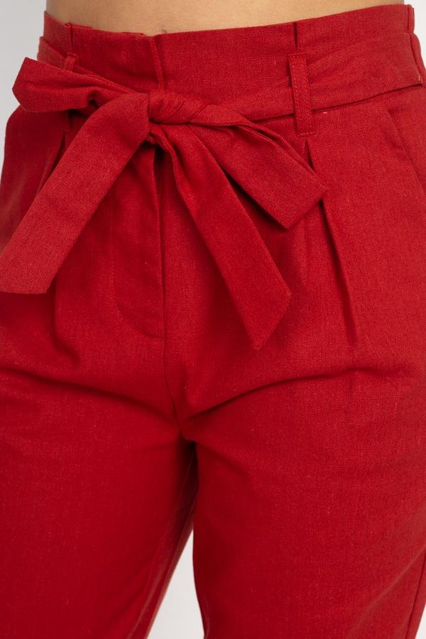Belted Linen Paper Bag Pants - Absolute Fashion 2020