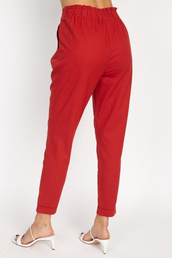 Belted Linen Paper Bag Pants - Absolute Fashion 2020