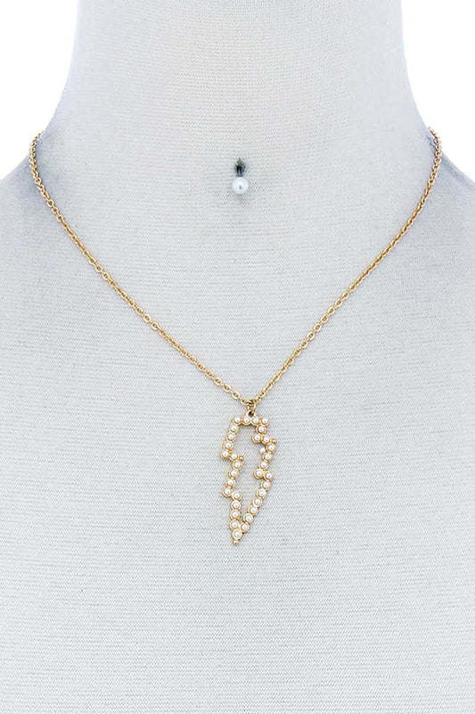 Fashion Stylish Hollow Lightning Pendant Necklace And Earring Set - Absolute Fashion 2020