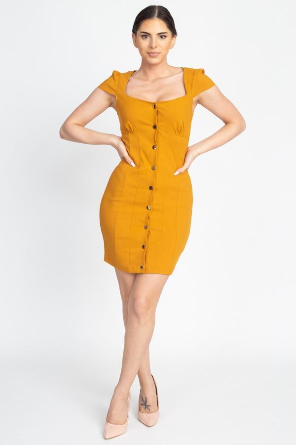 Short Cap Button Down Mini Dress - Absolute Fashion 2020