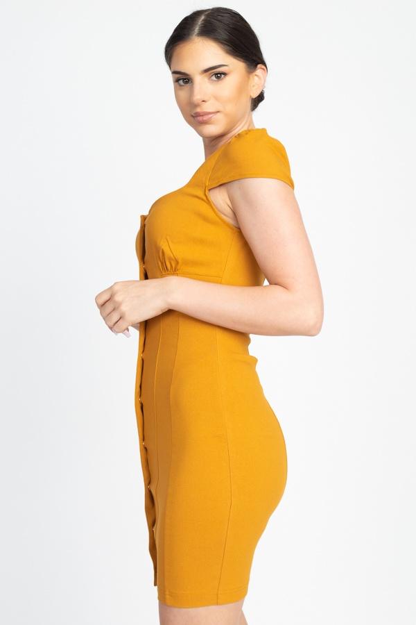 Short Cap Button Down Mini Dress - Absolute Fashion 2020
