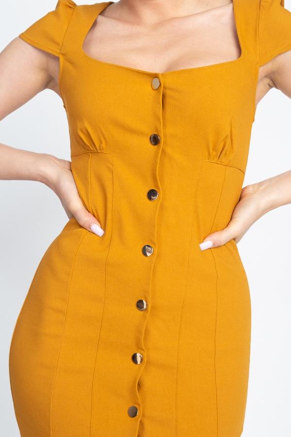 Short Cap Button Down Mini Dress - Absolute Fashion 2020