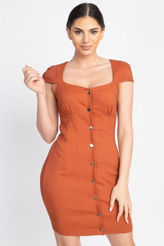 Short Cap Button Down Mini Dress - Absolute Fashion 2020
