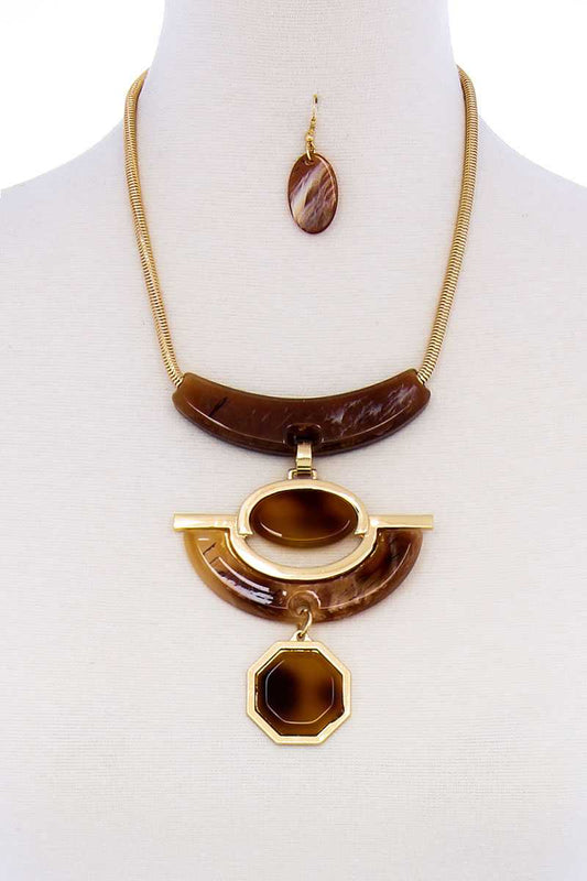 Stylish Acetate Organic Shape Chunky Necklace And Earring Set - Absolute Fashion 2020