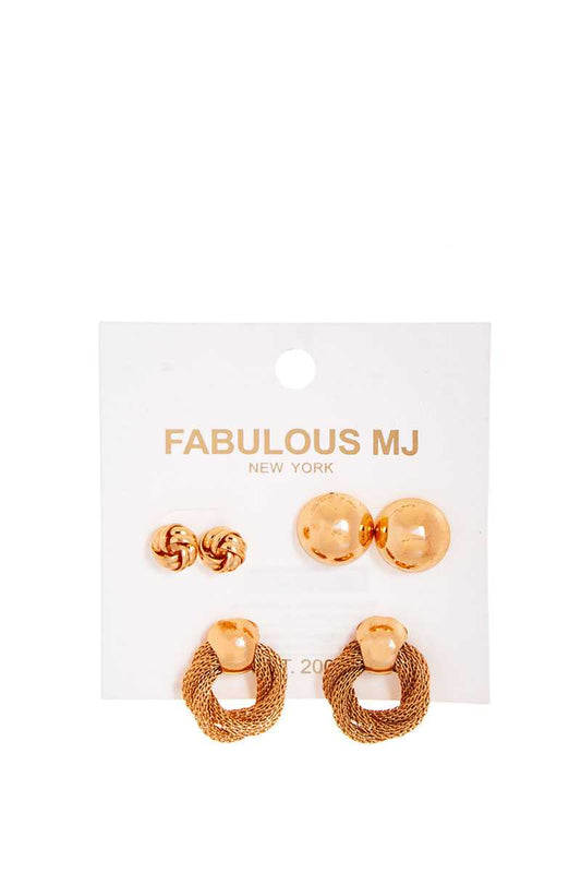 Fabulous 3 Pairs Modern Stud Earring Set - Absolute Fashion 2020