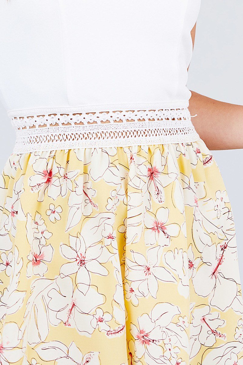 Sleeveless V-neck Waist Elastic Lace Band Print Romper - Absolute Fashion 2020