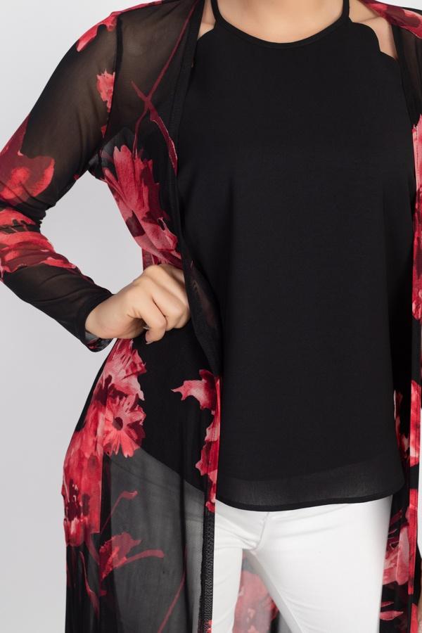 Side Slit Floral Mesh Cardigan - Absolute Fashion 2020