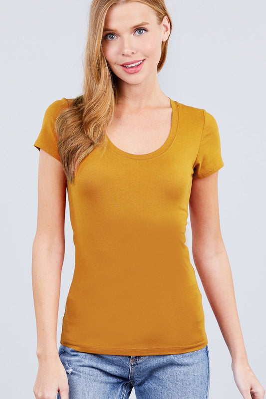 Short Sleeve Scoop Neck Tee - Absolute Fashion 2020