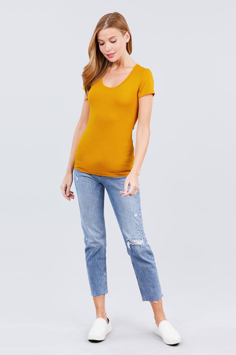 Short Sleeve Scoop Neck Tee - Absolute Fashion 2020
