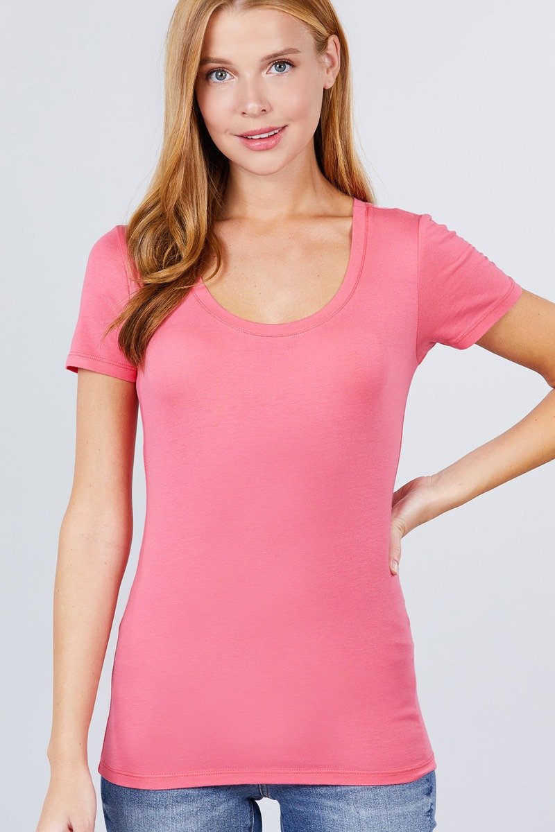 Short Sleeve Scoop Neck Tee - Absolute Fashion 2020