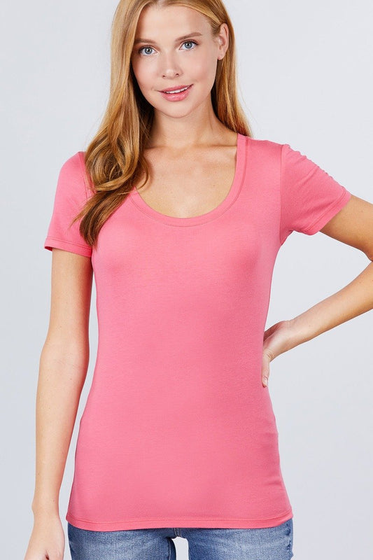 Short Sleeve Scoop Neck Tee - Absolute Fashion 2020