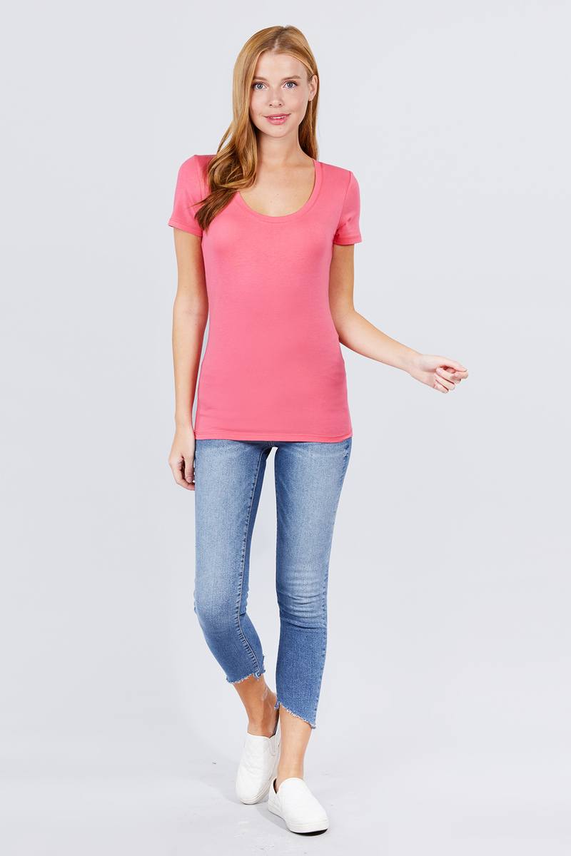 Short Sleeve Scoop Neck Tee - Absolute Fashion 2020