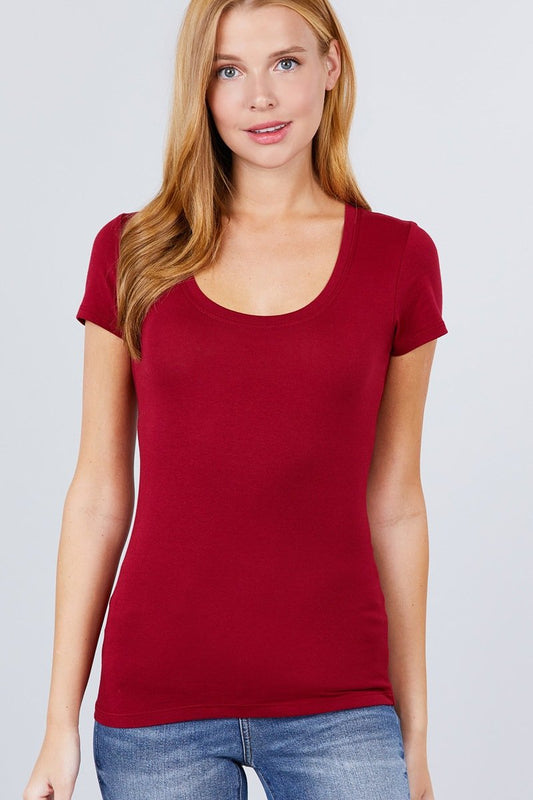 Short Sleeve Scoop Neck Tee - Absolute Fashion 2020