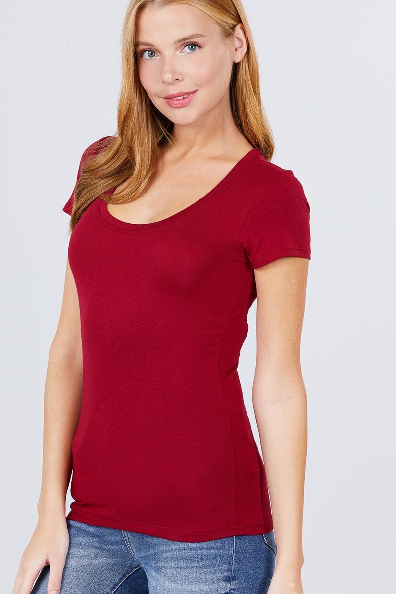 Short Sleeve Scoop Neck Tee - Absolute Fashion 2020
