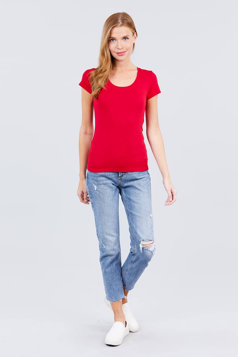 Short Sleeve Scoop Neck Tee - Absolute Fashion 2020