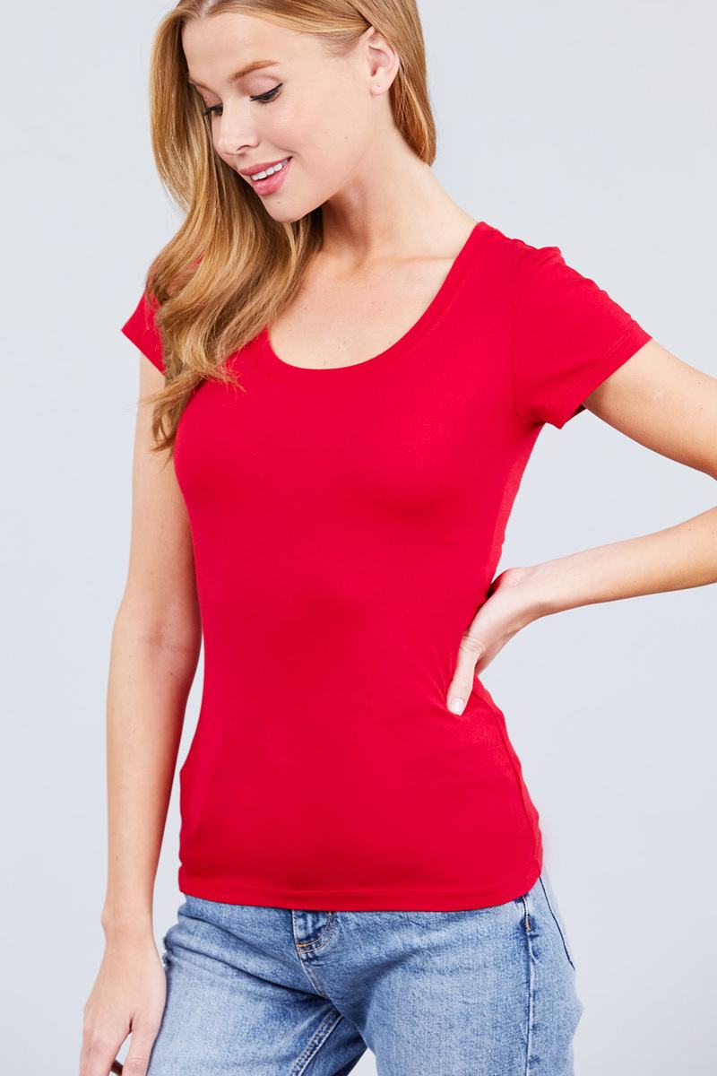 Short Sleeve Scoop Neck Tee - Absolute Fashion 2020