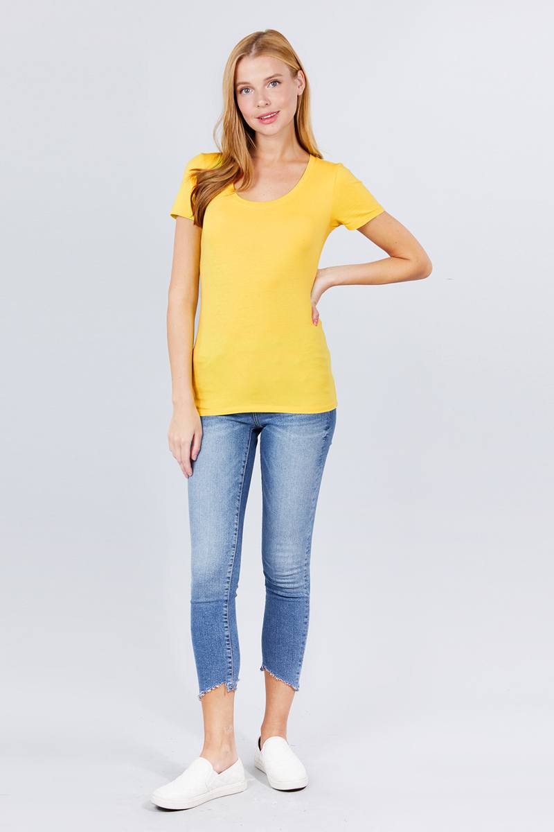 Short Sleeve Scoop Neck Tee - Absolute Fashion 2020