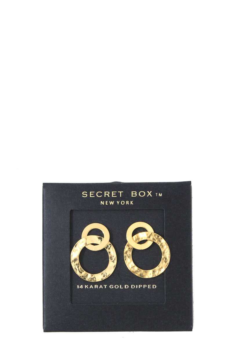 Hammered Metal Double Circle Post Earring - Absolute Fashion 2020