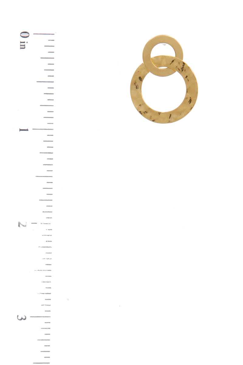 Hammered Metal Double Circle Post Earring - Absolute Fashion 2020