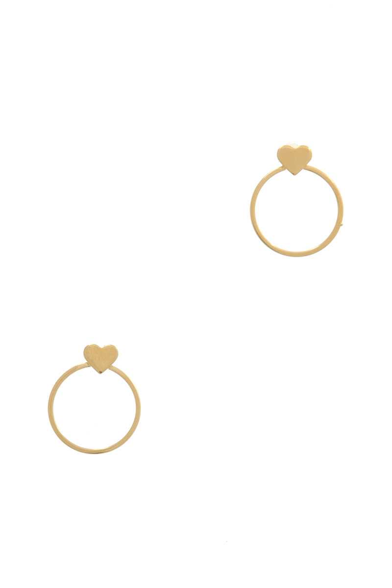 Heart Shape Circle Post Drop Earring - Absolute Fashion 2020