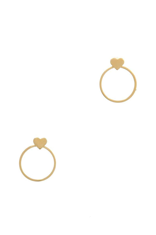 Heart Shape Circle Post Drop Earring - Absolute Fashion 2020