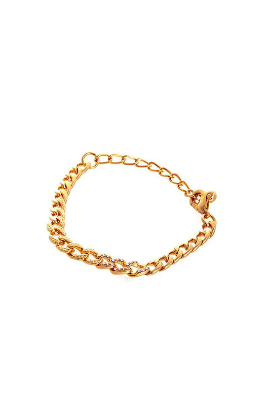 Stylish Rhinestone Accent Thick Chain Bracelet - Absolute Fashion 2020