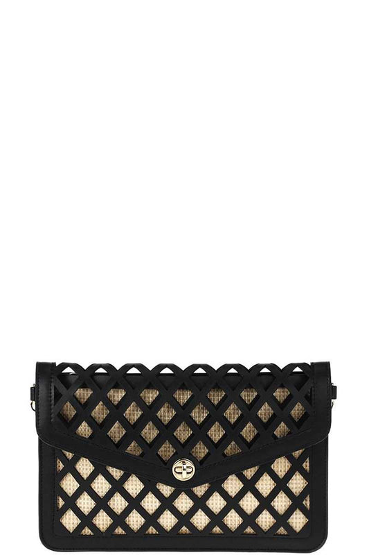 Stylish Diamond Cut Out Envelope Clutch With Shoulder Strap - Absolute Fashion 2020