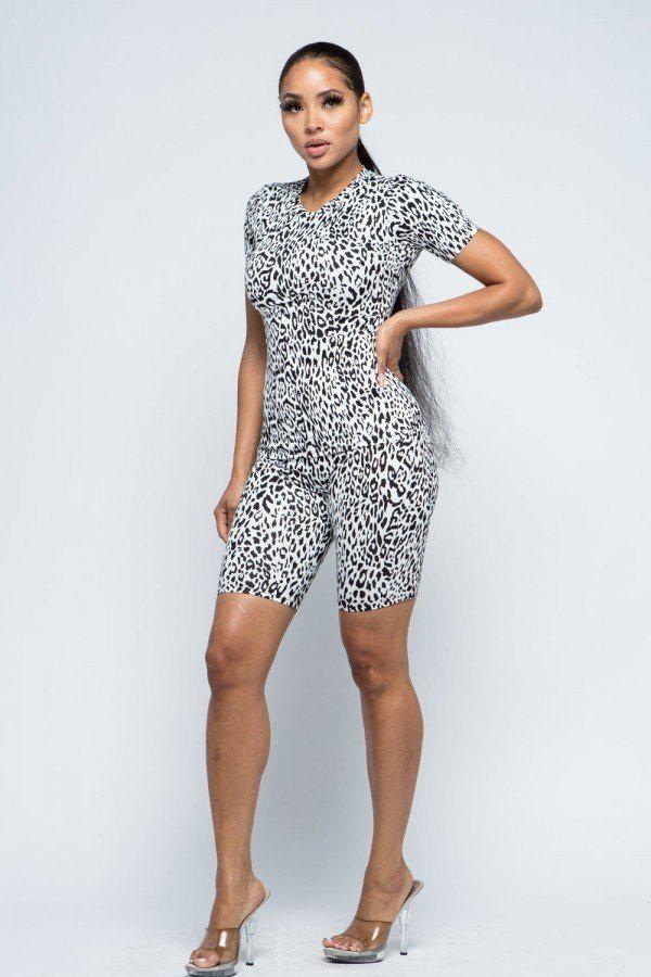 Brushed Short Sleeve Top And Biker Pants And Face Mask Set - Absolute Fashion 2020
