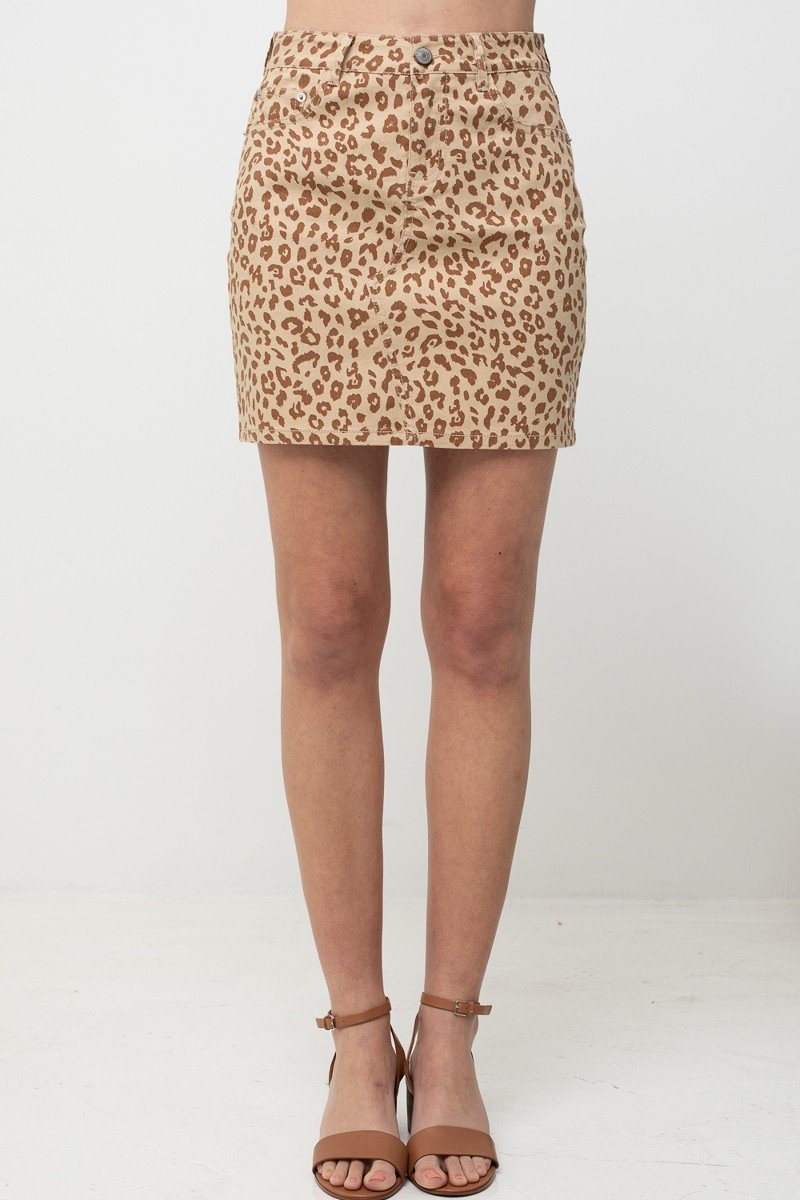 Leopard Printed Cotton Span Mini Skirt - Absolute Fashion 2020